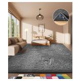 Ophanie Area Rugs for Living Room Bedroom, Upgrade Non-Slip Fluffy Soft Grey Shag Carpet, Indoor Floor Gray 4x6 Fuzzy Shaggy Living Room Plush Rug for Kids Home Dorm Decor Aesthetic