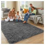 Ophanie Area Rugs for Living Room Bedroom, Upgrade Non-Slip Fluffy Soft Grey Shag Carpet, Indoor Floor Gray 4x6 Fuzzy Shaggy Living Room Plush Rug for Kids Home Dorm Decor Aesthetic