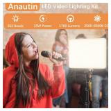 1-Pack LED Video Lighting Kit, Anautin 15W/1700Lux Photography Lighting with Tripod Stand, 2500-8500K Dimmable Streaming Light for Video Recording, Gaming, Podcast, Barber, Salon, TikTok, YouTube