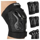 Tanden Skating Protective Gear Adult Knee and Elbow Pads Wrist Guards for Roller Skating Skateboarding, Skate Pads Adult Knee Pads for Men Women Black