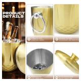 LRYYBTI Ice Buckets for Parties with Lid,Tongs and Strainer (3L/Gold) Double Wall Stainless Steel Ice Bucket Keeps Frozen Longer,Ideal Perfect for Parties, Cocktail bar, Chilling Wine, Champagne