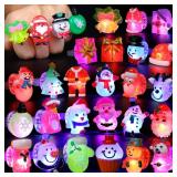 FLY2SKY Christmas Party Favors 25Pcs 3D LED Finger Lights for Kid & Adults Toys Light Up Rings Stocking Stuffers Party Favors Assorted Styles Gift Package No-Repeat Non Candy Gift New Version