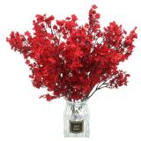 Hananona 10 Pcs Babys Breath Artificial Flowers Real Touch Fake Red Flowers Silk Plants for Christmas Home Decor Indoor Floral Arrangement Table Centerpieces Halloween Decor (Red, 10)