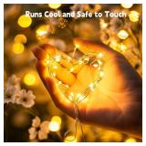 Minetom Fairy Lights Plug in, 33Ft 100 LEDs Waterproof Silver Wire Firefly Lights, Adaptor Included, Starry String Lights for Wedding Indoor Outdoor Christmas Patio Garden Decoration, Warm White