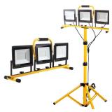 22000 Lumen Work Lights with Stand, 3 Head Portable LED Work Light, with Adjustable&Foldable Tripod Stand, IP66 Waterproof Lamp for Outdoor Indoor Job Site Workshop Garage Construction Site Lighting