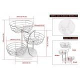 Livabber Fruit Basket Bowl with Banana Hanger, Metal Fruit Vegetable Storage Basket with Banana Holder for Kitchen Counter, Detachable Organizer for Bread Snack Produce (Chrome, 3-Tier Marble Base)