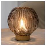 LUSHARBOR Battery Operated Lamp with Timer, Cordless Table Lamps with Bulb, Battery Powered Light, Small Lamps for Living Room Decorative Bedside for Corner Bedroom-Amber