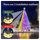 Christmas Tree Flag Pole Mega Topper Light Hook, 2-in-1 Flagpole Lights Hook Christmas Tree Light Kit for Hanging Strings & Xmas Patio Yard Party Decoration with Rope Hook