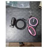 PINA Retractable Dog Leash, 26ft Dog Leash for Small Medium Large Dogs Up to 110lbs, 360° Tangle-Free Strong Reflective Nylon Tape, with Anti-Slip Handle, One-Handed Brake, Lock - Black Pink