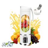 Cordless Blender - Dual 1500mah Battery & 12 Blades | 3-Speed 450ml Portable Blender| For Smoothies, Juicing, Ice Crushing, Travel, Gym (white)