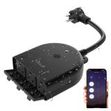 TESSAN Outdoor Smart Plug Waterproof, 2.4GHz WiFi Only, WiFi Smart Outlet with 3 Individual Sockets Compatible with Alexa and Google Home, Remote Control and Timer Function