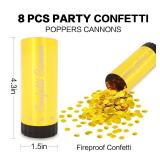 Confetti Cannon 8 Pack Small gold Confetti Poppers ideal for Weddings, Birthdays, Graduations, Baby Showers, New Year