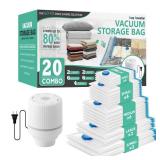 Cozy Essential 20 Pack Vacuum Storage Bags with Electric Pump, Vacuum Seal Space Saver Bags for Clothing, Pillows, Blanket, Bedding, Comforters