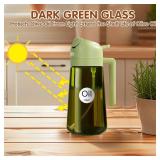 YARRAMATE 16oz/470ml Light Blocking Oil Sprayer for Cooking with Stickers, Food-Grade 2 in 1 Olive Oil Dispenser Bottle for Kitchen, Premium Dark Green Glass Oil Bottle for Air Fryer, BBQ (Green)
