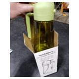 YARRAMATE 16oz/470ml Light Blocking Oil Sprayer for Cooking with Stickers, Food-Grade 2 in 1 Olive Oil Dispenser Bottle for Kitchen, Premium Dark Green Glass Oil Bottle for Air Fryer, BBQ (Green)