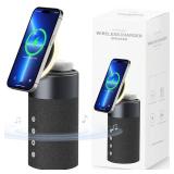 COLSUR Bluetooth Speaker, Magnetic Wireless Charger, Bluetooth Speakers with Night Light, 2 in 1 Wireless Charging Station for iPhone 17/16/15/14/13/12 Series, AirPods Pro 2/4/3/2 Gift Ideal (Black)