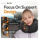 MLVOC Travel Pillow 100% Pure Memory Foam Neck Pillow, Comfortable & Breathable Cover, Machine Washable, Airplane Travel Kit with 3D Contoured Eye Masks, Earplugs, and Luxury Bag, Standard (Black)