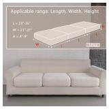 OHSIO Couch Cushion Covers for Sectional Sofa, Stretch Soft Sofa Slipcovers Washable Wear-Resistant Universal Furniture Protector for Living Room(3 Seaters Covers, Ivory)