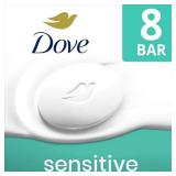 Dove Beauty Bar Soap Sensitive, 8 Bars for Sensitive Skin, Fragrance Free and Hypoallergenic 3.75 oz