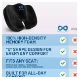 Everlasting Comfort Doctor Recommended Memory Foam Seat Cushion for Office Chairs & Car - Ergonomic Office Desk Accessories - Cushions for Tailbone Pain Relief, Sciatica (Black, Large)