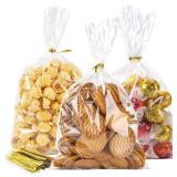 LOKIQNG Cellophane Bags Plastic Gift Bag Clear Cookie Treat Bags with Twist Ties for Party Favor Bag(BULK,6x10inch)