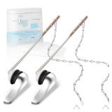 Yupjlia 2 Pack Toilet Handle Replacement Kit, Front Mount Toilet Flush Lever Replacement with Anti-Rust Metal Rod/Stainless Steel Flapper Chain, Tank Bowl Handle Trip Levers