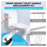 Yupjlia 2 Pack Toilet Handle Replacement Kit, Front Mount Toilet Flush Lever Replacement with Anti-Rust Metal Rod/Stainless Steel Flapper Chain, Tank Bowl Handle Trip Levers