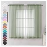 OVZME Light Green Sheer Curtains 63 inch Length 2 Panels Set for Bedroom Living Room, Elegant Light Filtering Sheer Drapes Window Treatments, Each is 42W x 63L Inches, Sage Green