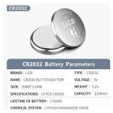 LiCB CR2032 Battery,Long-Lasting & High Capacity CR 2032 3V Coin & Button Cell Lithium Batteries with Adaptive Power and Superior Safety BULK