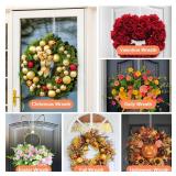 ZYSUN 12 Clear Wreath-Hanger Non Scratch Over The Door Hooks,2 Pack Easter Halloween Christmas Decoration Welcome Sign for Front Doors Decor Inside Outside,Slim Hangers Organizer for Home