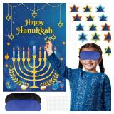 AUGSUN Hanukkah Games Chanukah Game for Kids Adults Hanukkah Decorations Chanukah Activities Pin The Star On The Menorah Hanukkahs Party Games Chanukah Party Favors Supplies Decorations