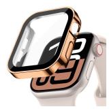 Hard Case for Apple Watch Screen Protector 42mm 46mm 40mm 44mm 41mm 45mm 49mm Series 10 9 8 7 6 5 4 3 SE Ultra/2,Waterproof PC Case with Tempered Glass Screen Protector Face Cover for iWatch Cover