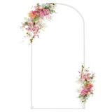 Wokceer Wedding Arch Backdrop Stand 6.6 FT White Metal Arch Chiara Backdrop Stand for Wedding Ceremony Birthday Party Photo Booth Outdoor Indoor Garden Balloon Arch Decoration