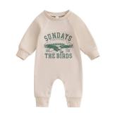 Honganda Newborn Infant Baby Boy Girl Football Jumpsuit Sundays are for The Birds Eagles Onesie Romper Fall One Piece Outfit (Khaki, 3-6 Months) HOLES ON SIDE
