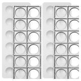 Gerrii 2 Sets Ravioli Mold Extra Large Ravioli Maker Press 12 Holes 1.5 Inch Round Russian Dumplings Making Kit Square Double Dumplings Cutter Pastry Wheel Cutter Pasta Tools for Kitchen