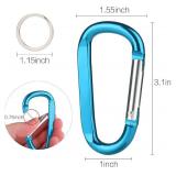 6PCS Carabiner Caribeaner Clip,3 Inch Large Aluminum D Ring Shape Carabeaner with 6PCS Keyring Keychain Hook