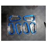 6PCS Carabiner Caribeaner Clip,3 Inch Large Aluminum D Ring Shape Carabeaner with 6PCS Keyring Keychain Hook