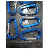 6PCS Carabiner Caribeaner Clip,3 Inch Large Aluminum D Ring Shape Carabeaner with 6PCS Keyring Keychain Hook