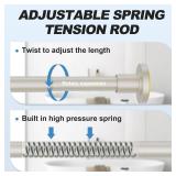 CorkLatta Brushed Nickel Shower Curtain Rod 31 to 68 Inch,1 Inch Diameter Adjustable Spring Tension Stainless Steel Telescoping Rod,Easy Install,No Rust