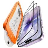 NeverBreak 9H+ Hardness for iPhone 17 Screen Protector 12FT Military Grade Protection (Scratch, Shatter, Drop Resistance) Tempered Glass Full Edge Coverage 6.3 2025, 2 Pack with De-Bubble Card