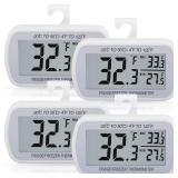 AEVETE 4 Pack Waterproof Digital Refrigerator Thermometer Large LCD, Freezer Room Thermometer with Magnetic Back, No Frills Easy to Read
