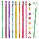 Leinuosen 30 Pcs Scented Pencils Bulk for Kids Inspirational Cute Fun Wood Smelly Pencils with Erasers Fruit Elements for School Classroom Office Students