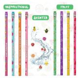 Leinuosen 30 Pcs Scented Pencils Bulk for Kids Inspirational Cute Fun Wood Smelly Pencils with Erasers Fruit Elements for School Classroom Office Students