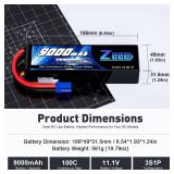 Zeee 3S Lipo Battery 9000mAh 11.1V 100C EC5 Connector Soft Case Battery with Metal Plates for RC Car Truck Tank Racing Hobby Models