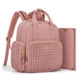 mommore Diaper Bag Backpack Small Diaper Backpack Mini Travel Baby Bag Quilted Diaper Bag with Insulated Pockets, Stroller Straps