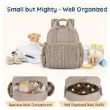 mommore Diaper Bag Backpack Small Diaper Backpack Mini Travel Baby Bag Quilted Diaper Bag with Insulated Pockets, Stroller Straps