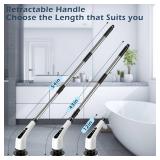 Bomves Electric Spin Scrubber, Cordless Cleaning Brush Scrubber for Home, 8 Replaceable Brush Heads-90Mins Work Time, 3 Adjustable Size, 2 Speeds for Bathroom Shower Bathtub Glass Car