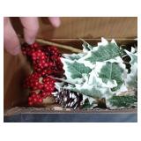 Sggvecsy 6 Pack Artificial Christmas Flowers with Holly Berries Pine Cones Green Leaves Fake Christmas Branches Faux Flower Stems Bouquets for Floral Arrangement Home Vase Xmas Holiday Season Decor