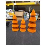 Christmas Decorations Indoor- 3 Pcs Velvet Christmas Tree,Modern Cone Ceramics Christmas Decor Tabletop Winter Home Minimalist for Holiday Entryway Table Mantel Centerpiece(Orange) - Retail: $29