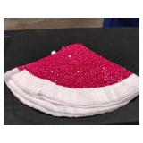 Pink Sequined Christmas Tree Skirt with White Fur Trim - Retail: $0